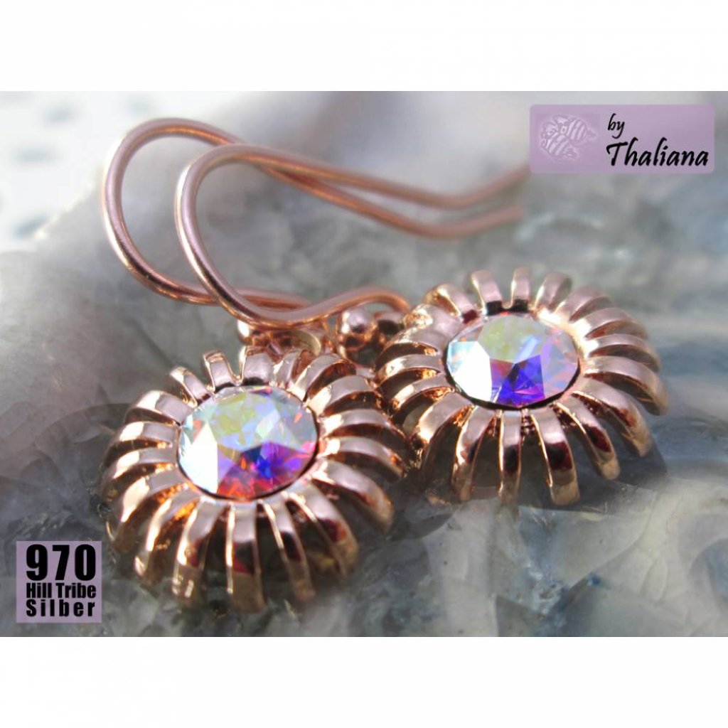 GÄNSEBLÜMCHEN zarte Ohrringe Roségold mit Blüten Bild 1