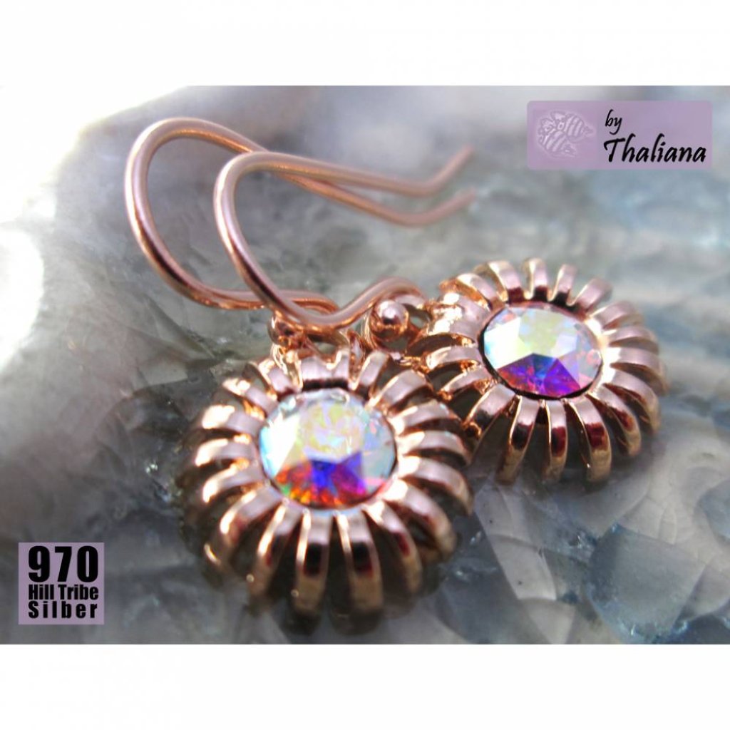 GÄNSEBLÜMCHEN zarte Ohrringe Roségold mit Blüten Bild 2