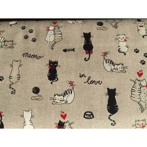 Emil, Leinenoptik, Katzen, beige