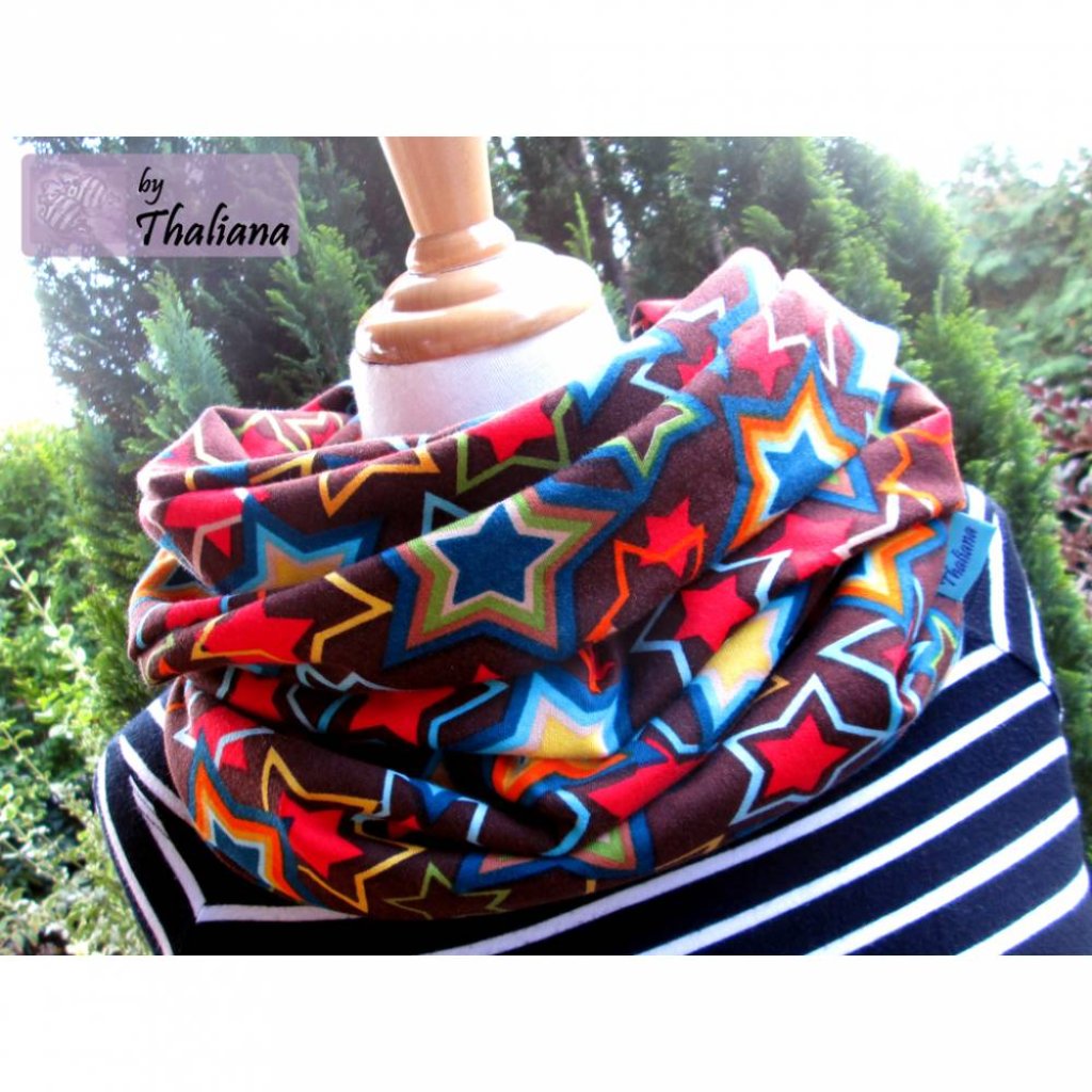 POPstars Loopschal aus Sweat schokobraun Sterne Bild 2