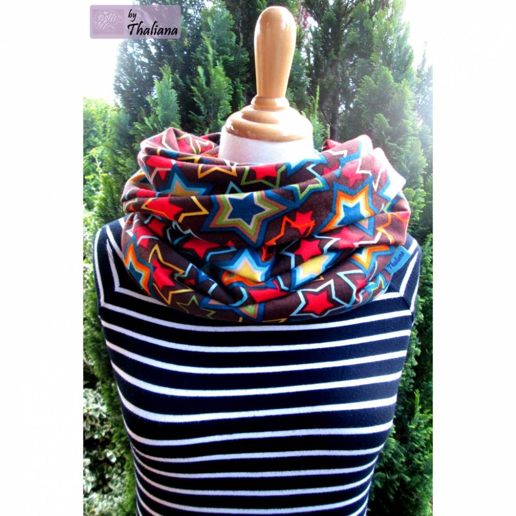 POPstars Loopschal aus Sweat schokobraun Sterne Bild 3