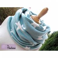 EISSTERNE eisblauer Loop Schal Sterne Loopschal