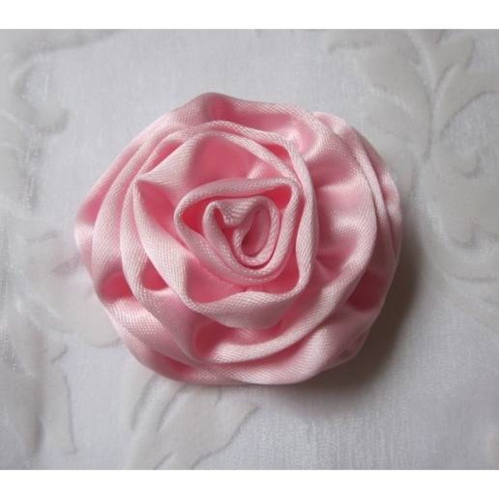 Rosa Stoffblume Satin Brosche Blume Blüte Anstecker