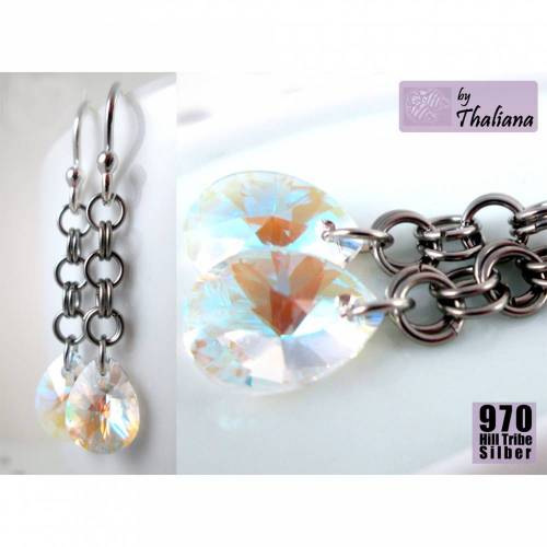 kleine zarte EISPENDEL Glitzer Ohrringe Echtsilber