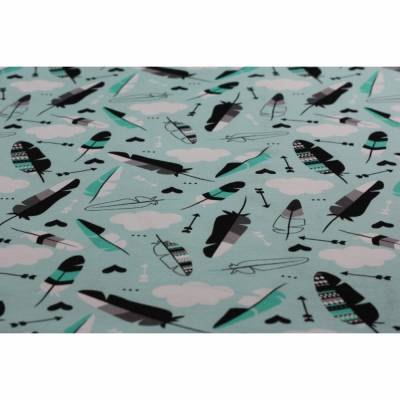 17,50EUR/m Jersey Federn mint "FvJ"
