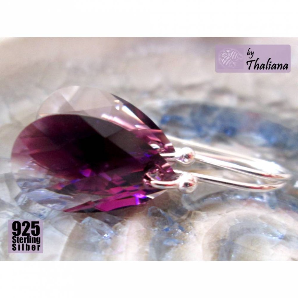 Ohrringe AMETHYSTTRÄNEN ECHTsilber Kristalle lila Bild 1