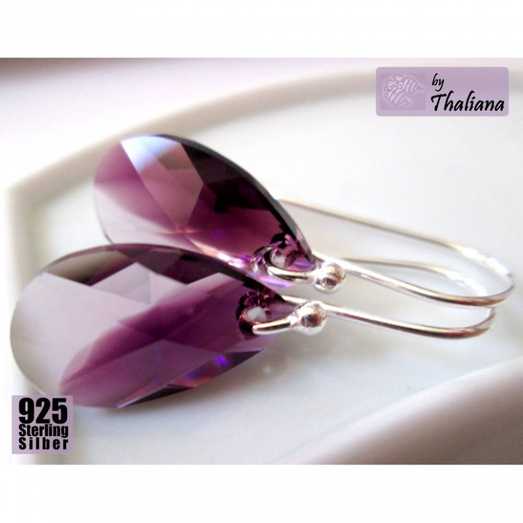 Ohrringe AMETHYSTTRÄNEN ECHTsilber Kristalle lila Bild 2