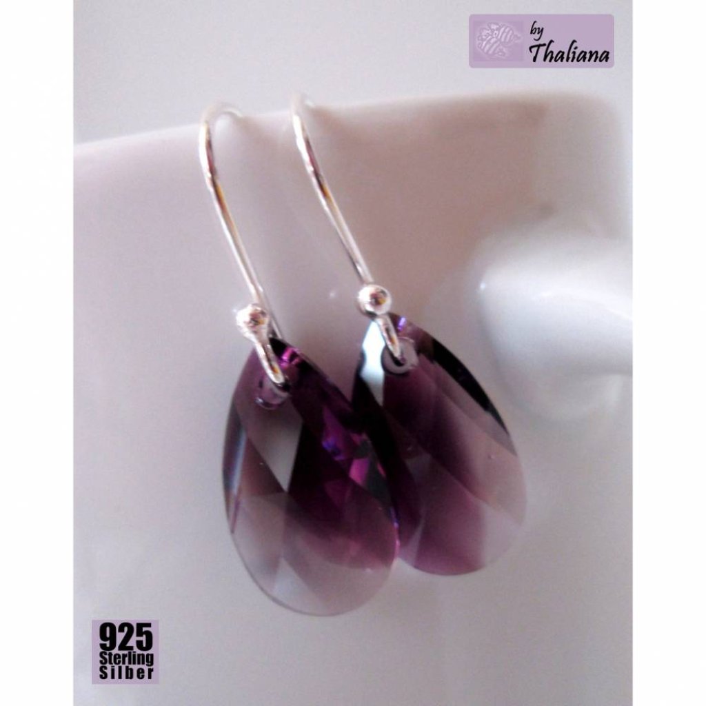 Ohrringe AMETHYSTTRÄNEN ECHTsilber Kristalle lila Bild 3