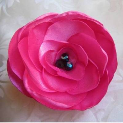 Pink Satin Stoffblume Haarklammer "Marlene" Taufe Hochzeit Party