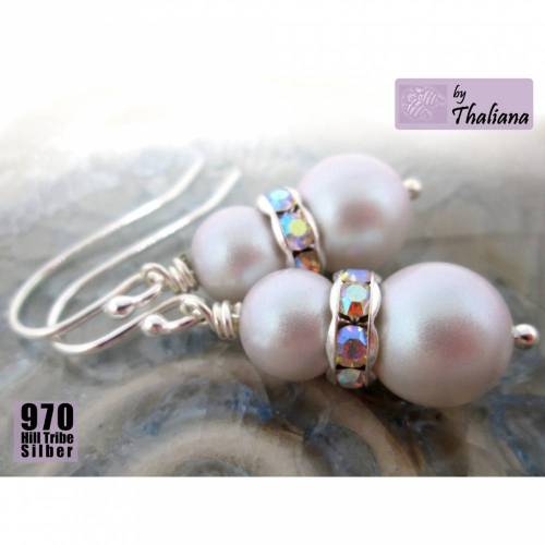 Echt Silber PERLGRAU hellgraue Ohrringe Hänger