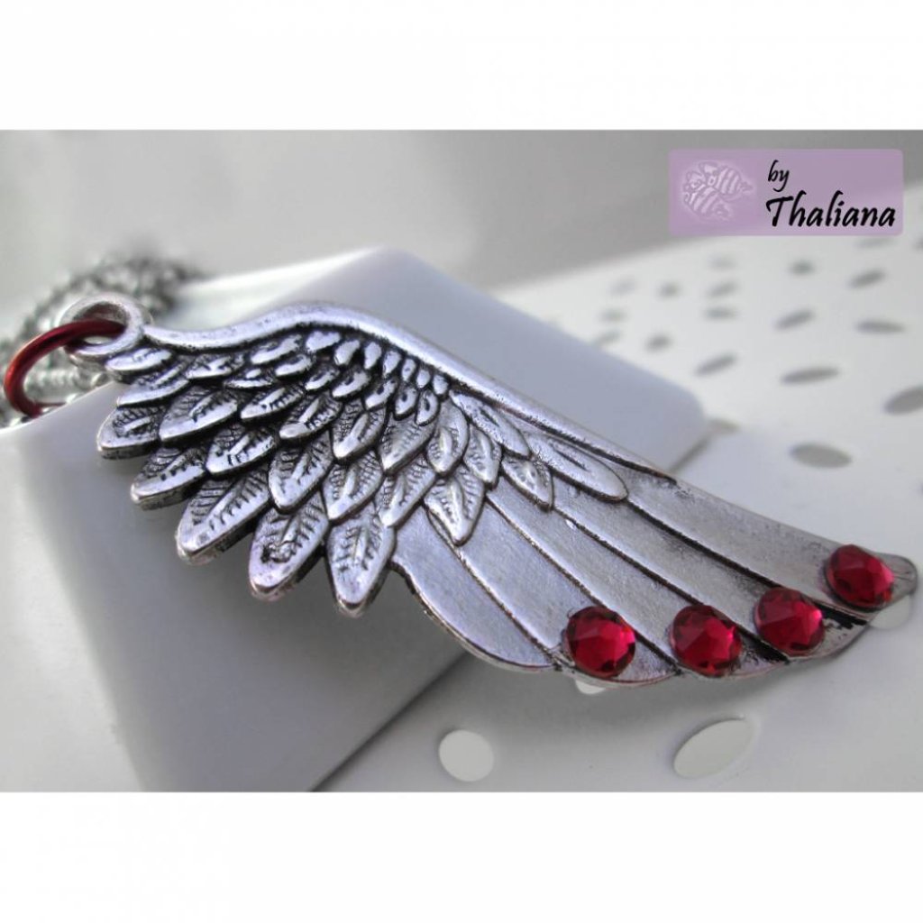 XXL Flügel roter Anhänger Kette Engelsflügel rot Bild 3