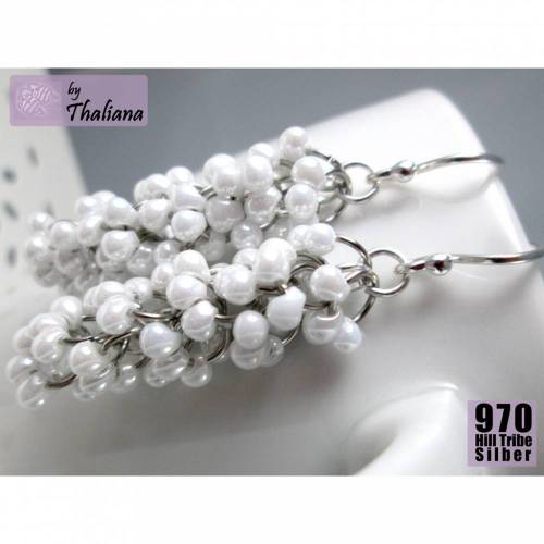 weiße lange Ohrringe Ohrhänger XXL-PerlBubbles