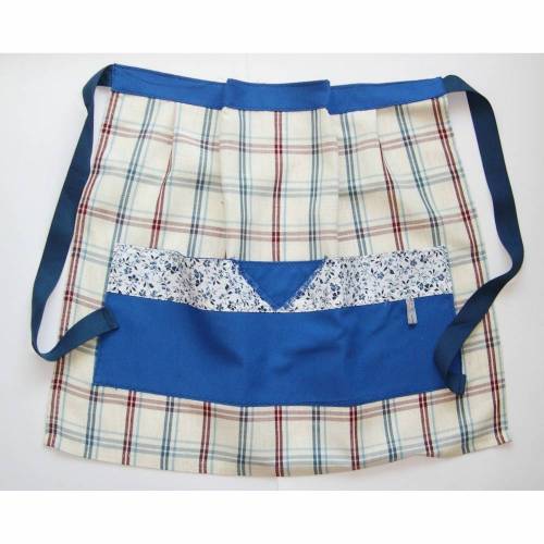 Schürze, Küchenschürze, Halbschürze, Kochschürze, Klammerschürze, Vorbinder, Putzschürze, Schürze mit großen Taschen, Karo Schürze