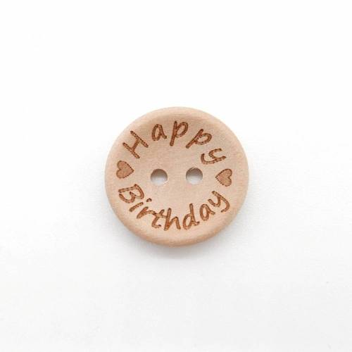 10 Holzknöpfe 20 mm "Happy Birthday "