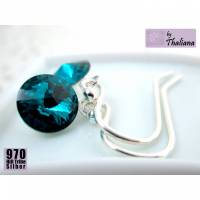 Mini-FUNKELei TIEFER OZEAN petrol Ohrringe Silber