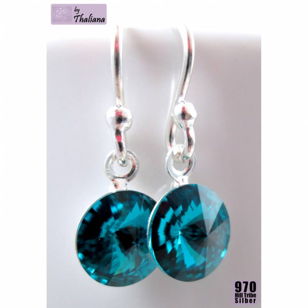 Mini-FUNKELei TIEFER OZEAN petrol Ohrringe Silber Bild 2
