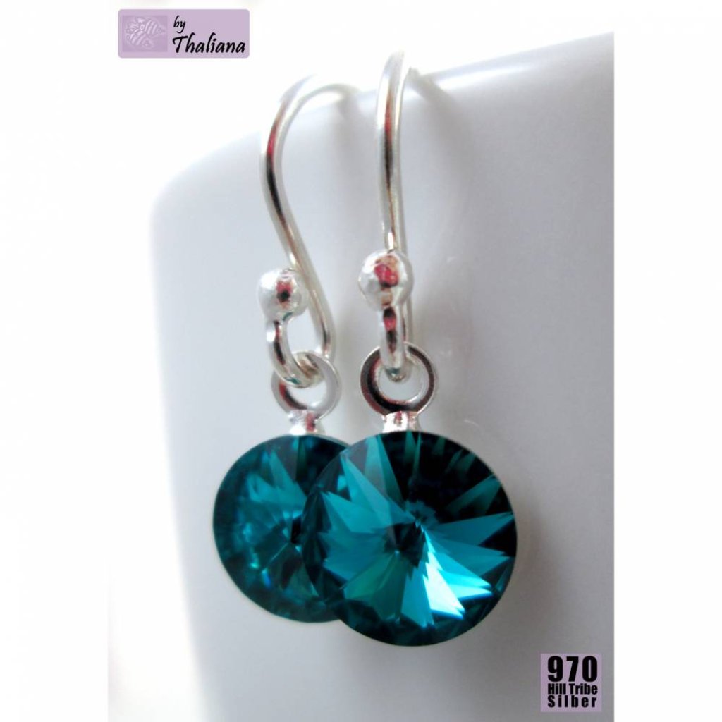 Mini-FUNKELei TIEFER OZEAN petrol Ohrringe Silber Bild 3