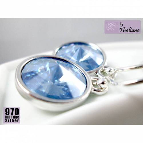 TRAUMHAFTE hellblaue Ohrringe NEBULA Echtsilber