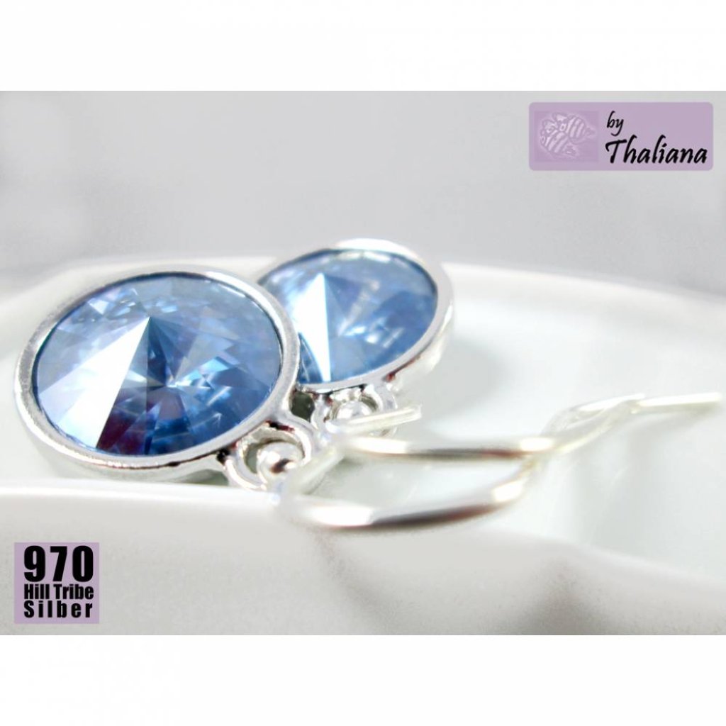 TRAUMHAFTE hellblaue Ohrringe NEBULA Echtsilber Bild 2