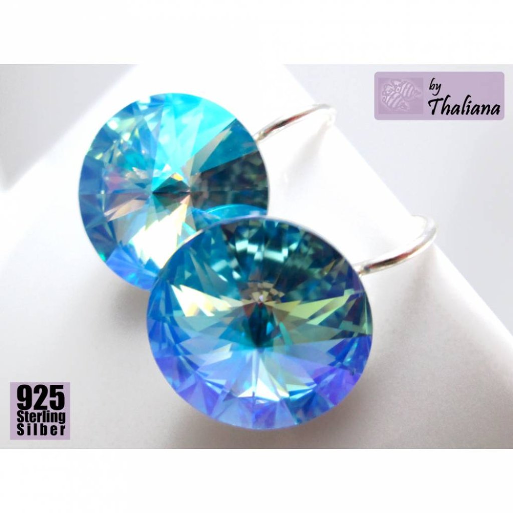 blau glitzernde Ohrringe TROPENSTRAND 925 Silber Bild 3