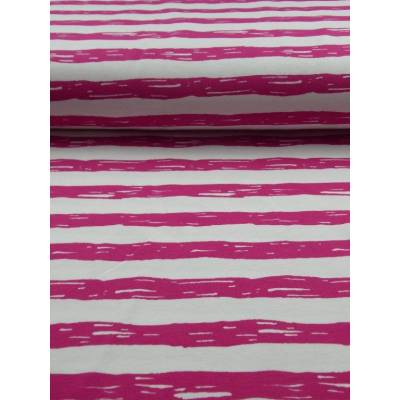11,90EUR/m Jersey "Painted Stripes" weiß/pink