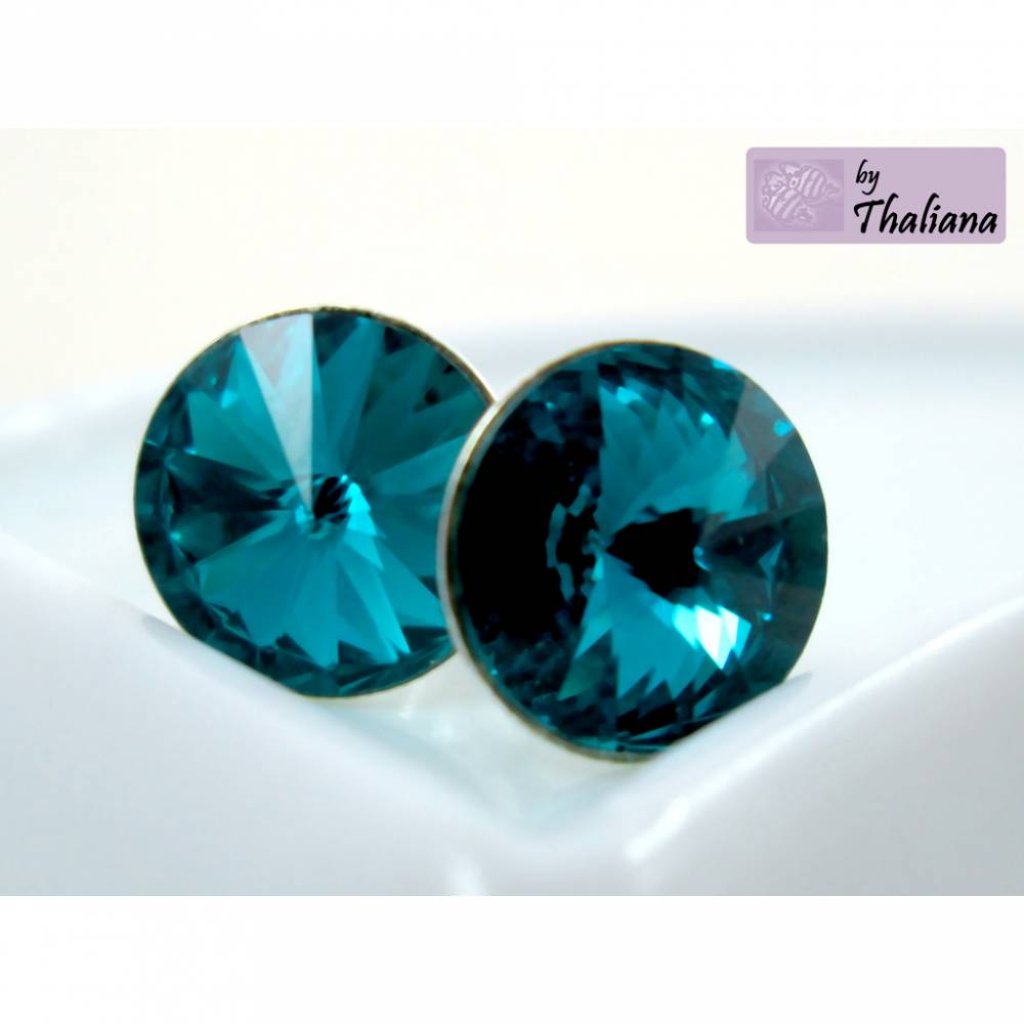 petrolfarbene Ohrstecker Tiefer Ozean hochwertig Bild 1