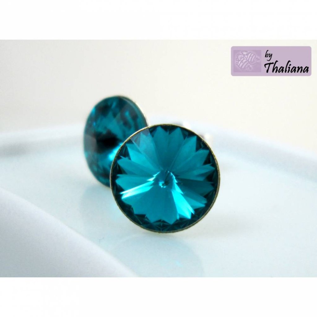 petrolfarbene Ohrstecker Tiefer Ozean hochwertig Bild 2