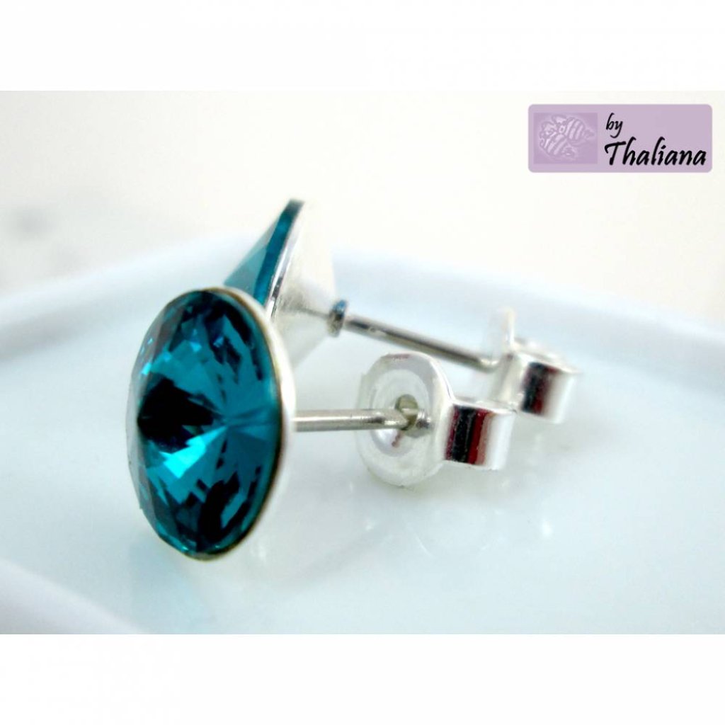 petrolfarbene Ohrstecker Tiefer Ozean hochwertig Bild 3