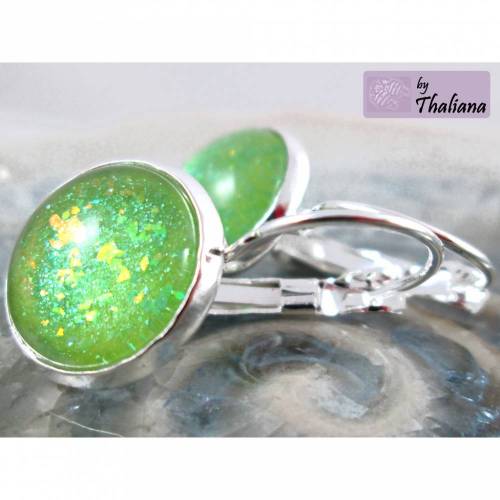 hellgrüne Glitzerohrringe grüne Ohrhänger Ohrringe