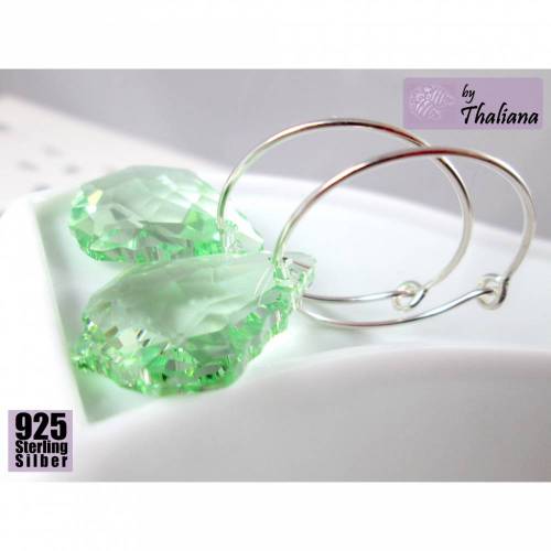 EFRISCHUNG zartgrüne transparente Tropfen Creolen