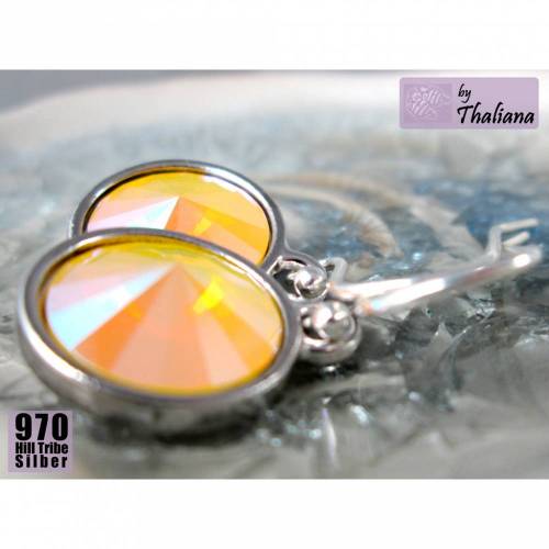 CREME D´ORANGE gelb orange Ohrringe Silber hell