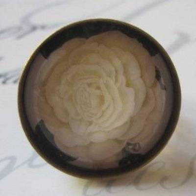 Cabochon Ring Rose gelb "Christine" viktorianisch verschnörkelt Geschenkidee