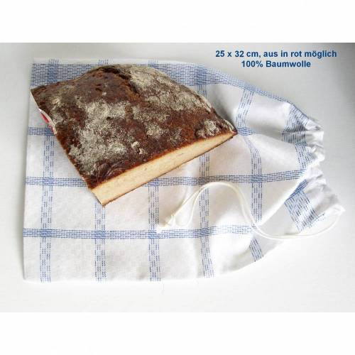 Brotbeutel, Brötchenbeutel, 25x32 cm, Baumwoll-Beutel Brot, Brot-Tasche, Semmel-Beutel, Baumwolltasche Brötchen, Bäckertasche, Zuziehbeutel