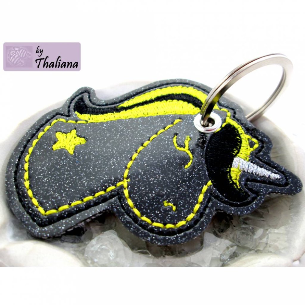 EINHORN schwarz gelb Schlüsselanhänger Einhorn Bild 1