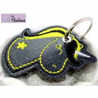 EINHORN schwarz gelb Schlüsselanhänger Einhorn