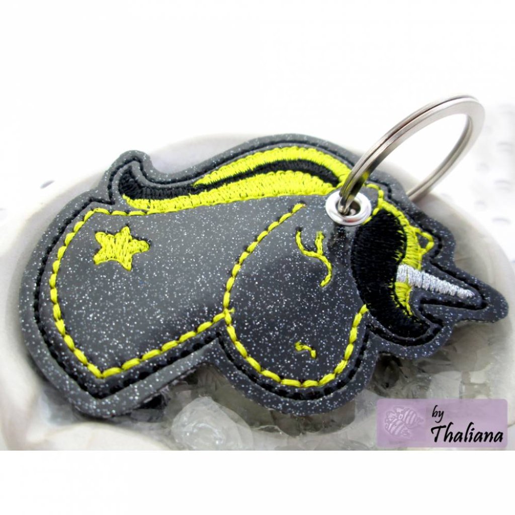 EINHORN schwarz gelb Schlüsselanhänger Einhorn Bild 3