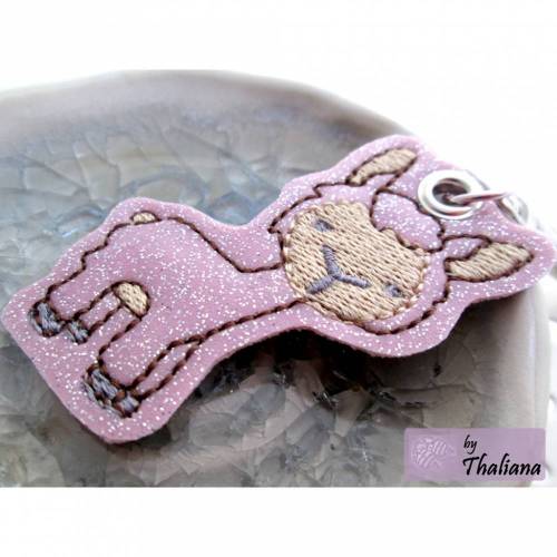 LAMA rosa GLITZERLAMA Schlüsselanhänger