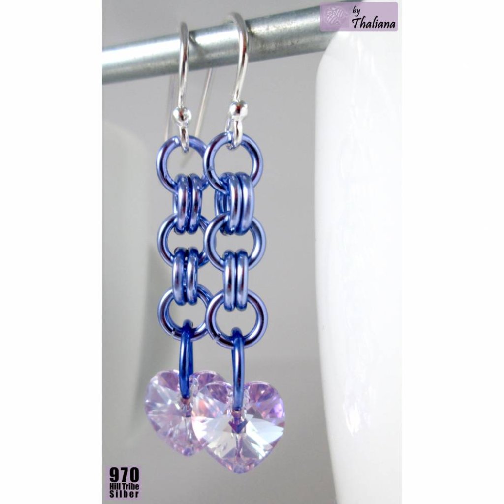 HERZPENDEL  Ohrringe Flieder mit Herzen Bild 2