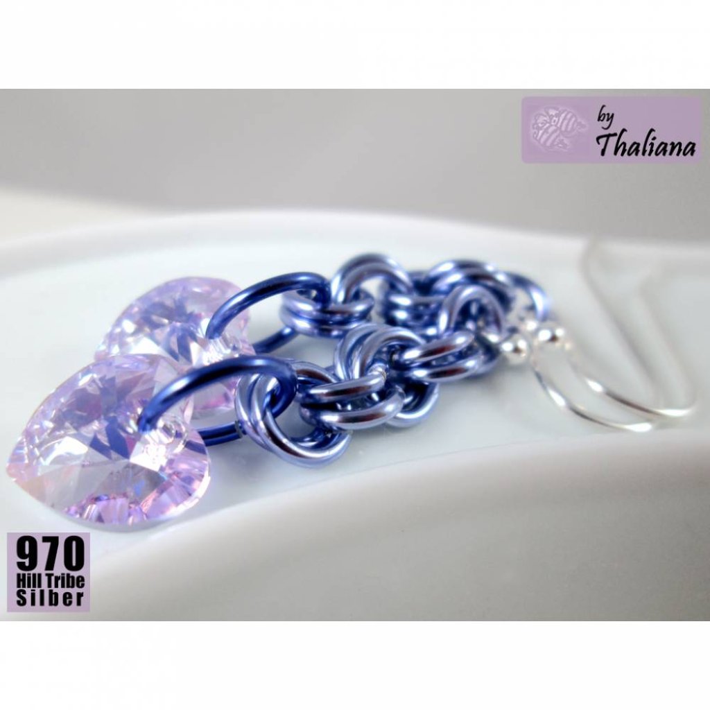 HERZPENDEL  Ohrringe Flieder mit Herzen Bild 3