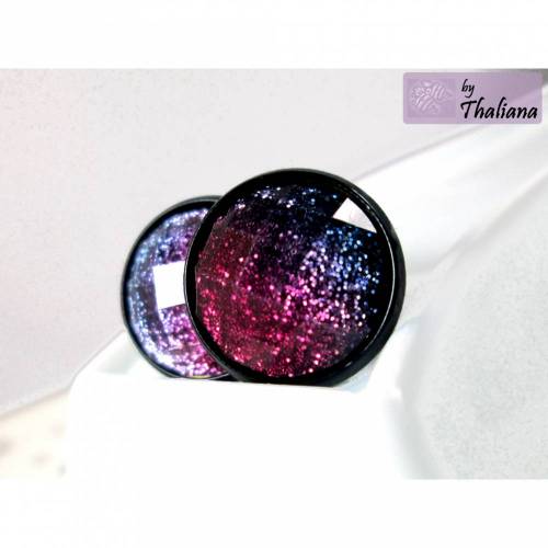 GLITZERNDE dunkle Ohrstecker schwarz lila rubinrot