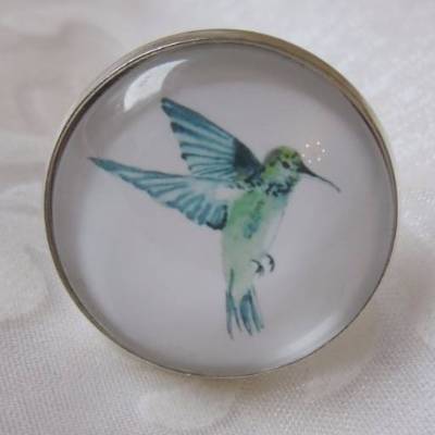 Cabochon Ring mit Kolibri Vogel Motiv "Colibri" elegant modern Geschenkidee für Geburtstag 