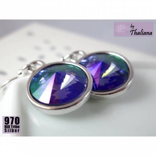 BLAUE STUNDE ECHT SILBER lila Ohrhänger blau