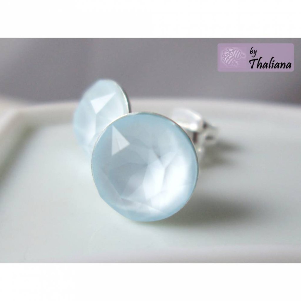 hellblaue Ohrstecker PUDERBLAU edle Stecker blau Bild 2