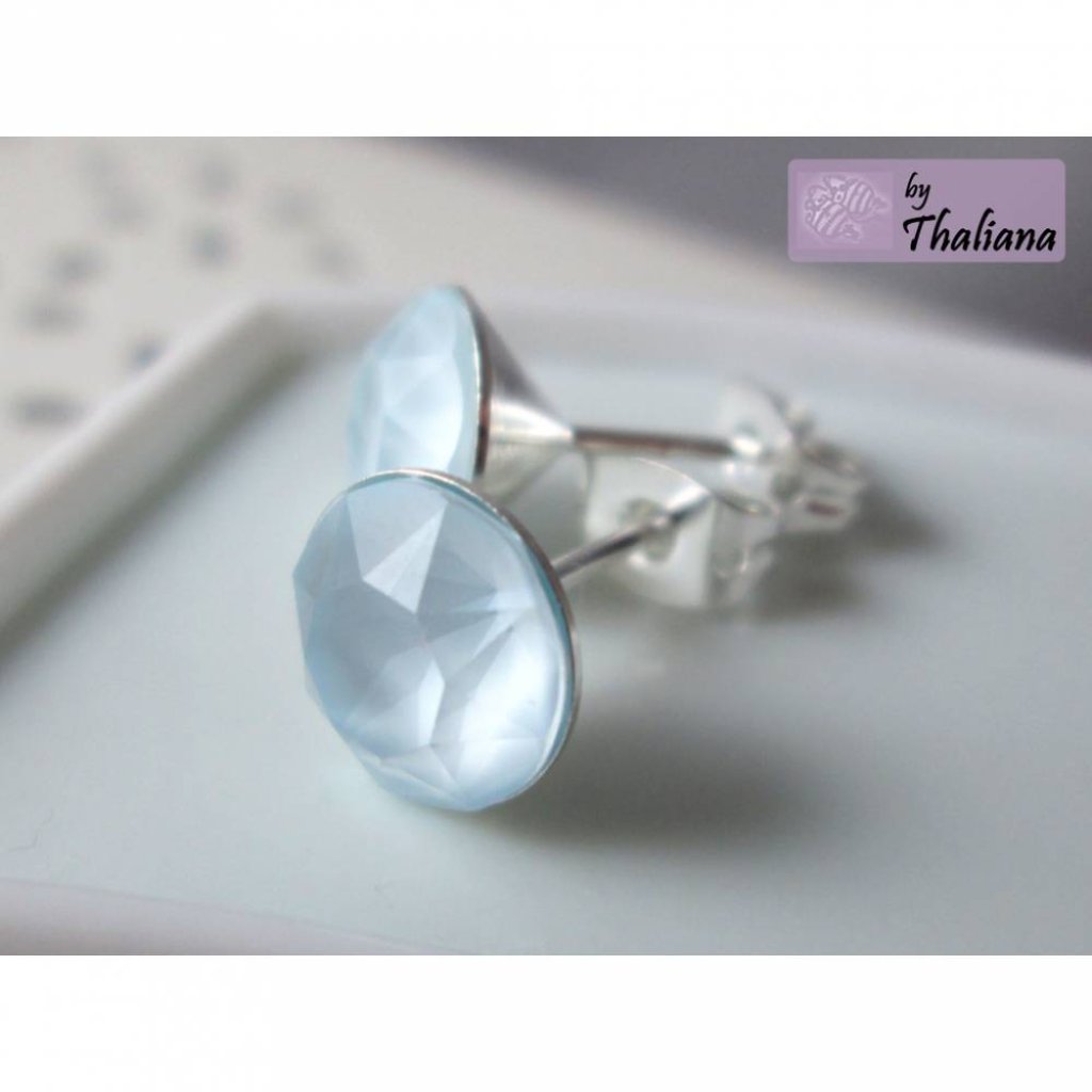 hellblaue Ohrstecker PUDERBLAU edle Stecker blau Bild 3