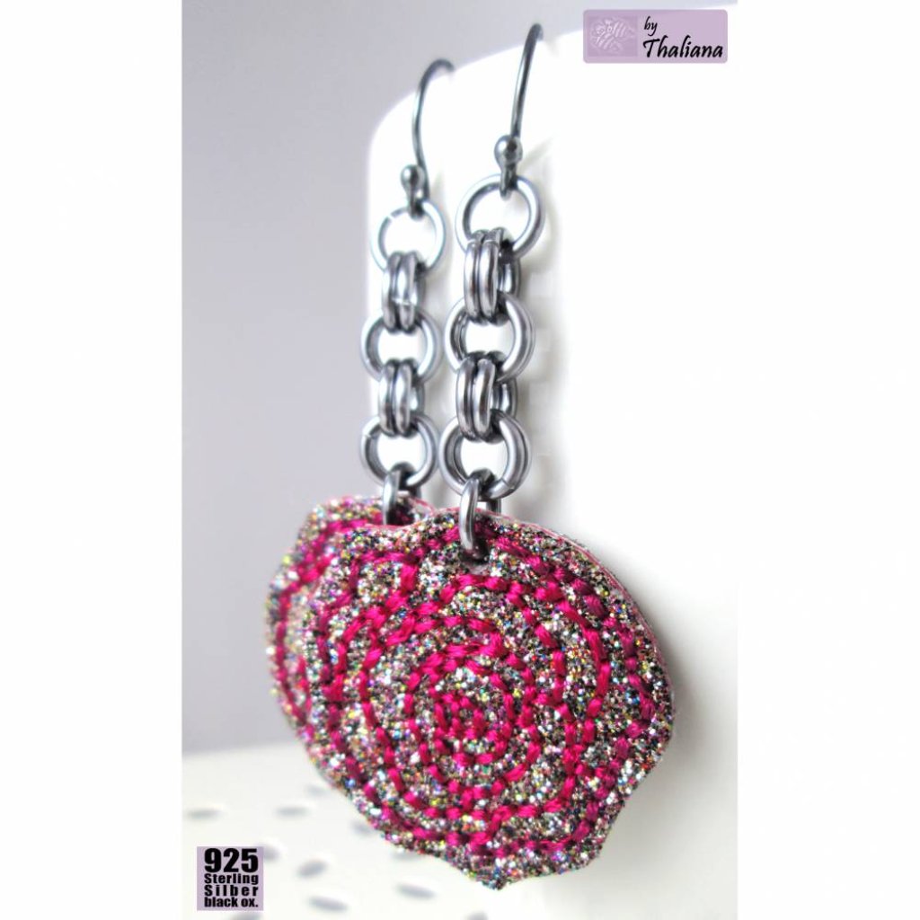 glitzerROSEN edle lange Ohrringe Rosenohrhänger Bild 4