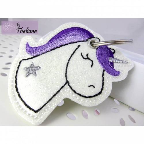 EINHORNpower lila Schlüsselanhänger Einhorn glitz