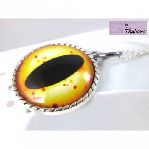 THE EYE Kette Augenanhänger Halskette gelb Auge