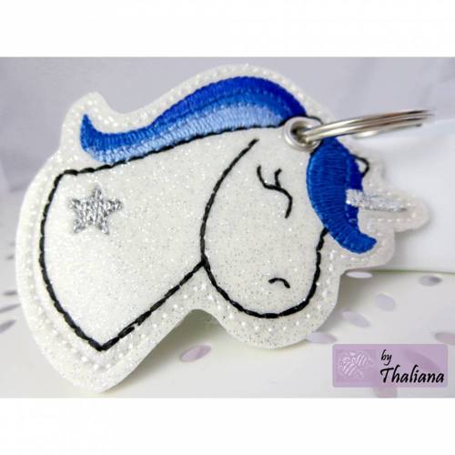 EINHORNpower blau Schlüsselanhänger Einhorn glitz