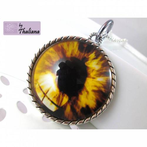 THE EYE Kette Augenanhänger Halskette gelb Auge