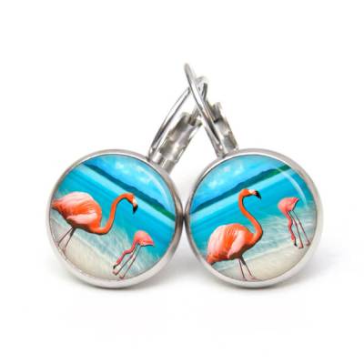 Ohrhänger Flamingo am Strand - verschiedene Größen - Edelstahl